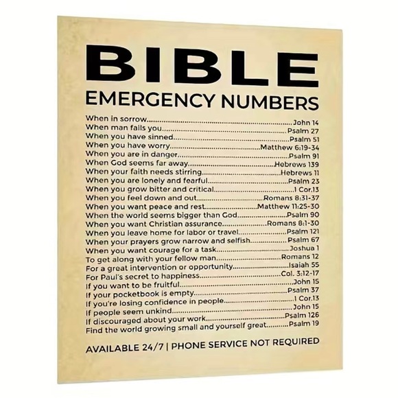 Framed Emergency Numbers - Christian Wall Decor Poster, This Bible Inspirational - Picture 7 of 7